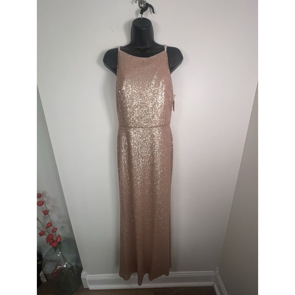 Dessy Collection NEW Size 4 Elle 3010 Sequin Rose Gold Gown Dress $284 - Picture 7 of 16